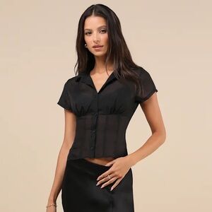 Lulus Black Sheer Mesh Top